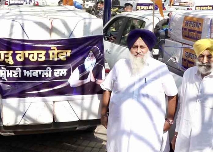 Sukhbir Badal flags of fogging machines