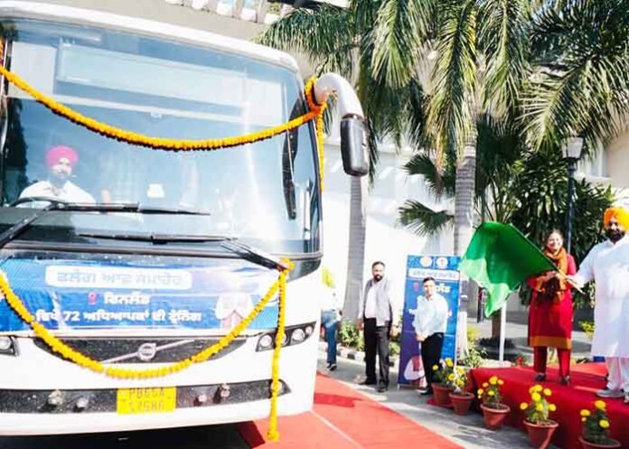 Harjot Bains flags off bus