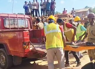 Brick kiln chimney collapses