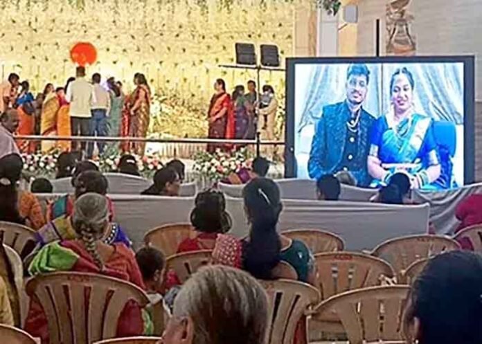 Bride & groom to attend reception online