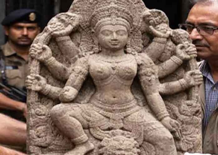 Goddess Durga stone sculpture