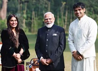 PM Modi and Neeraj Chopra wife Himani Mor