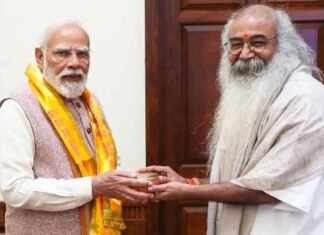 PM Modi gets progress report on Shri Kalki Dham’s construction in UP PM Modi meets Acharya Pramod Krishnam