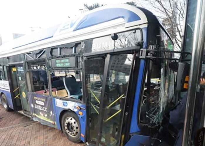 A bus veered off in Seoul South Korea