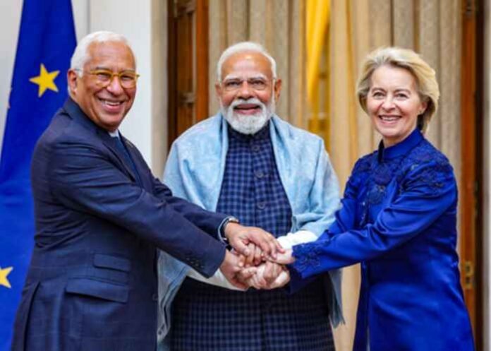 Antonio Costa PM Narendra Modi Ursula von der Leyen