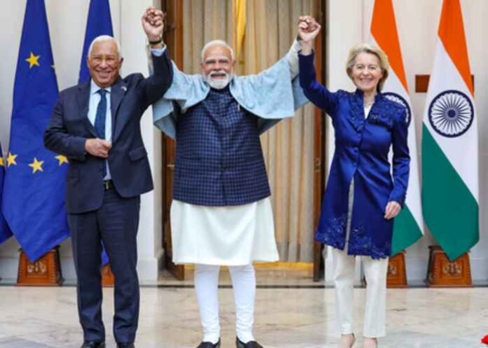 Antonio Costa -PM Narendra Modi -Ursula von der Leyen