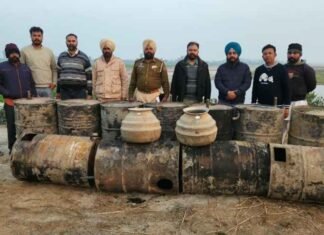 Excise Department Busts Major Illicit Liquor Operation Along Sutlej Banks;10,450 Litres of ‘Laahan’ Destroyed