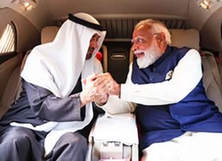 Sheikh Mohamed bin Zayed Al Nahyan and PM Modi in car
