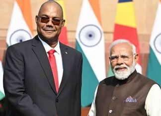 Patrick Herminie Seychelles President with PM Modi