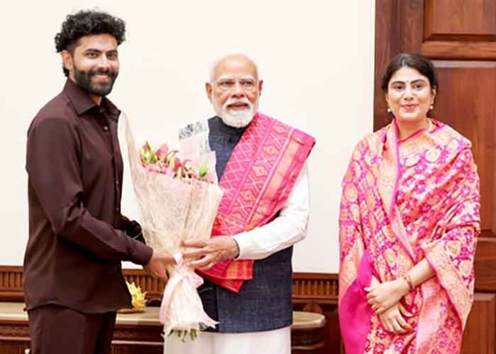 Ravindra Jadeja with wife meet PM Modi