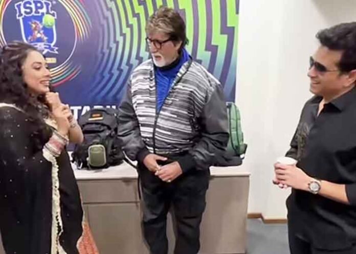 Rupali Ganguly with Amitabh Bachchan Sachin Tendulkar