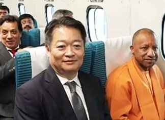 UP CM Yogi Adityanath shares joy of 501 km/hour journey in Japanese train UP CM Yogi Adityanath in Japanese train