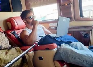 Harshvardhan Rane studies for exams en route