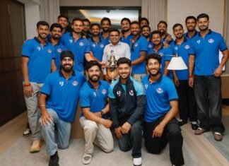ICC chairman Jay Shah meets J&K players after historic Ranji Trophy triumph