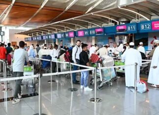 Stranded tourists at airport