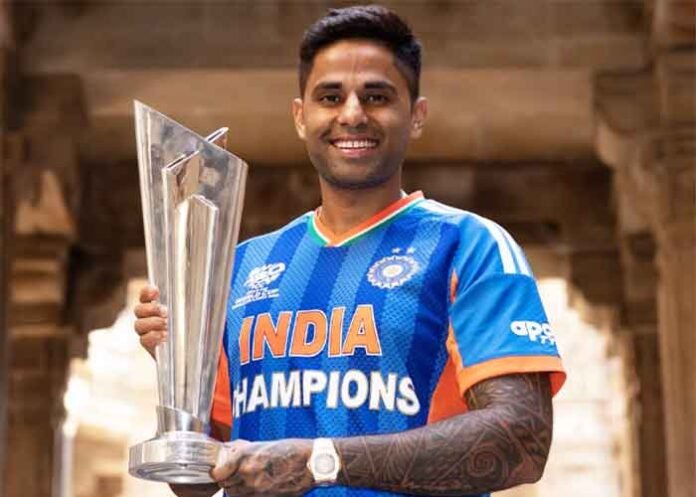Suryakumar Yadav with T20 World Cup trophy