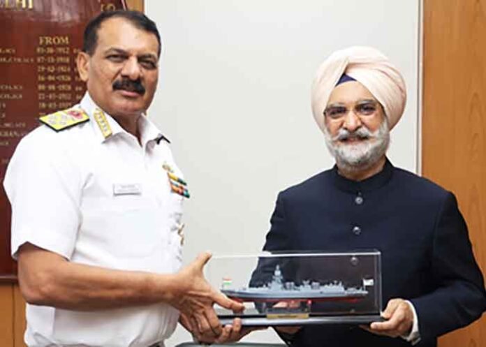 Taranjit Singh Sandhu met Navy Chief Dinesh Tripathi
