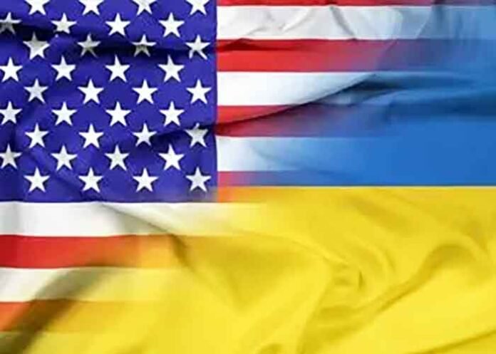 Ukraine and US flags