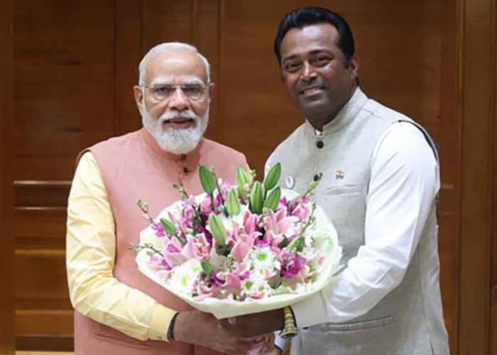 Leander Paes with PM Modi