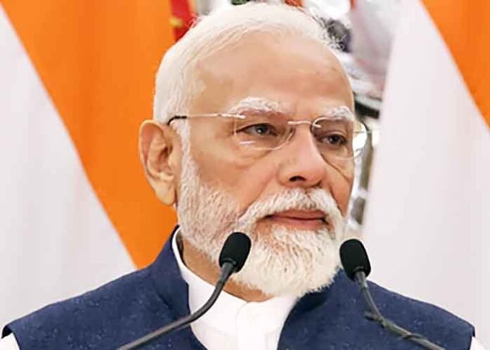 PM Narendra Modi on mic