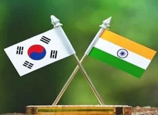 South Korea India Flags