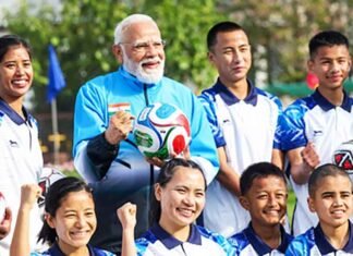 ikkim footballers share joy of playing friendly match with PM Modi