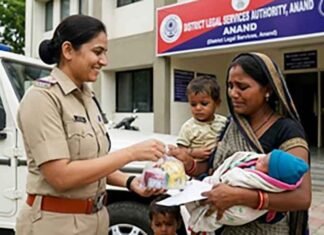 Gujarat Police escorts undertrial mother, newborn home in MP after no family member arrives following bail Gujarat Police escorts undertrial mother, newborn home in MP
