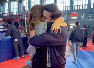 Kriti Kharbanda Pulkit Samrat with a heartfelt hug
