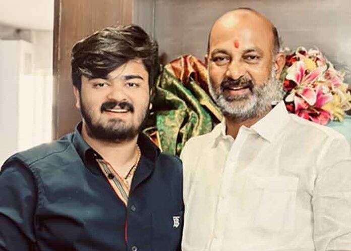 MoS Bandi Sanjay Kumar with son Bhagirath