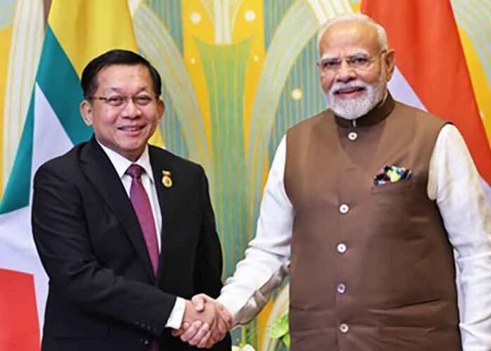 Myanmar President U Min Aung Hlaing with PM Modi