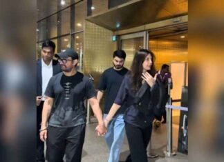 Aamir Khan and to-be-wife Gauri Spratt walk hand in hand at airport ahead of July wedding