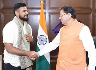 Indian Basketball player Ulhas KS felicitated by Uttarakhand CM Pushkar Singh Dhami Basketball player Ulhas KS felicitated by Uttarakhand CM Pushkar Singh Dhami