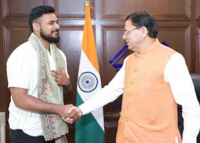 Basketball player Ulhas KS felicitated by Uttarakhand CM Pushkar Singh Dhami