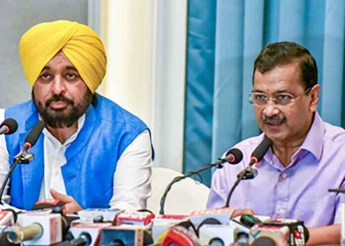 CM Mann and Arvind Kejriwal on Press Conf