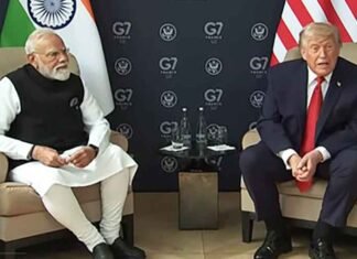 US President Donald Trump with PM Modi at G7