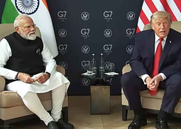 US President Donald Trump with PM Modi at G7