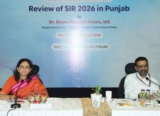 Deputy Election Commissioner Bhanu Prakash Yeturu Assesses Progress of Special Intensive Revision 2026 in Punjab Anindita Mitra and Bhanu Prakash Yeturu Reviews