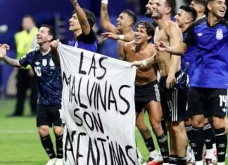 Argentina risks FIFA sanction for celebrating SF win with Falklands banner Argentina risks with Falklands banner