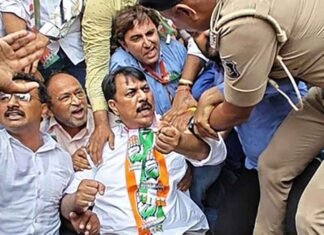 Gujarat Cong chief among 100 detained during NEET protest in Ahmedabad Gujarat Cong chief Amit Chavda detained during NEET protest