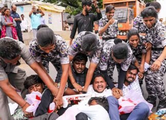 NEET row: Hyderabad police stop students marching to Lok Bhavan Hyderabad police stop students marching to Lok Bhavan