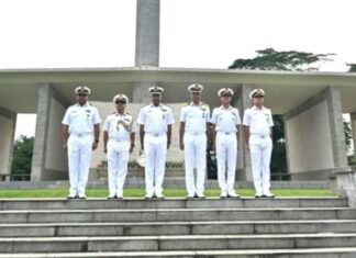 Indian Naval Officers honour fallen soldiers at Singapore’s Kranji War Memorial