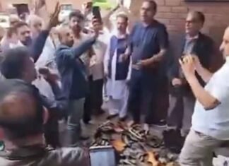 Shoes placed outside Pakistan consulate in UK during protest over PoK