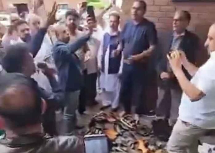 Shoes placed outside Pakistan consulate in UK during protest over PoK
