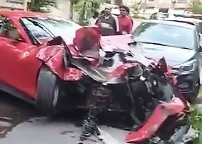 Speeding Ferrari crashes into apartment building