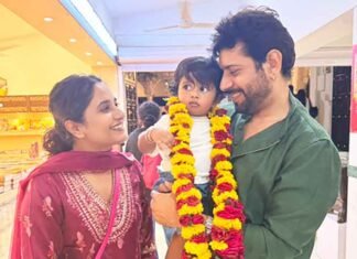 Viineet Kumar Siingh Celebrates Son Hridhaan’s First Birthday with Langar Seva at Gurudwara Viineet Kumar Siingh with son and wife at Gurudwara