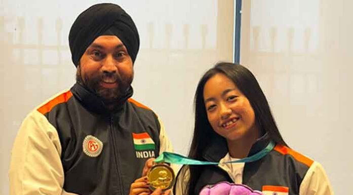 Ariha Pangambam after winning medal
