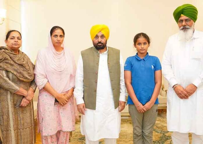 CM Mann meets late kabaddi player Gurjit Singh Toot family