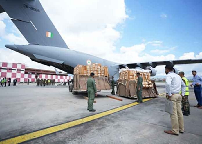 India hands over consignment relief material via plane