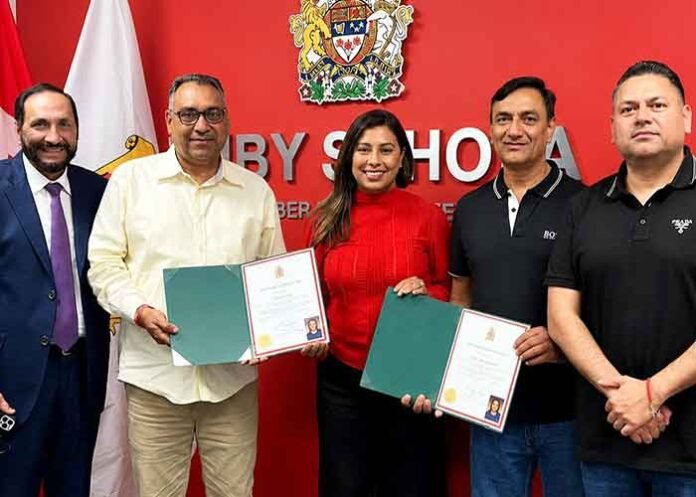 Pawan Dewan and Satvir Singh Palijikki met Canadian MP Ruby Sahota