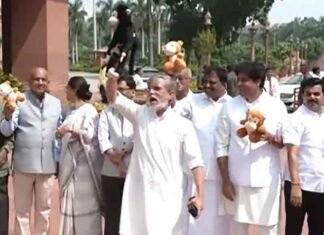 ‘Important to maintain dignity’: Congress MP Tariq Anwar disapproves of ‘toy monkey’ protest in Parliament Pawan Khera Oppn toy monkey protest in Parliament complex